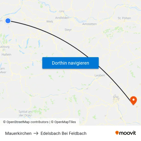 Mauerkirchen to Edelsbach Bei Feldbach map