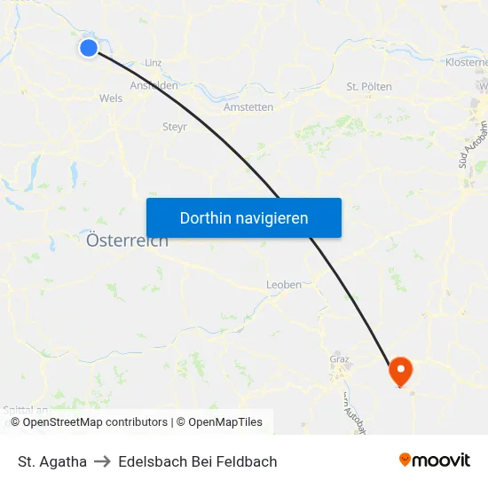 St. Agatha to Edelsbach Bei Feldbach map
