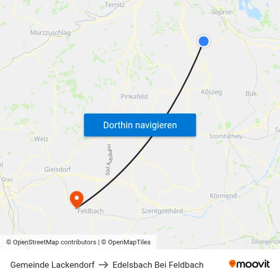Gemeinde Lackendorf to Edelsbach Bei Feldbach map