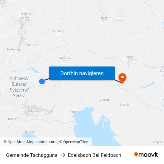 Gemeinde Tschagguns to Edelsbach Bei Feldbach map