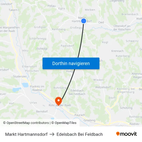Markt Hartmannsdorf to Edelsbach Bei Feldbach map