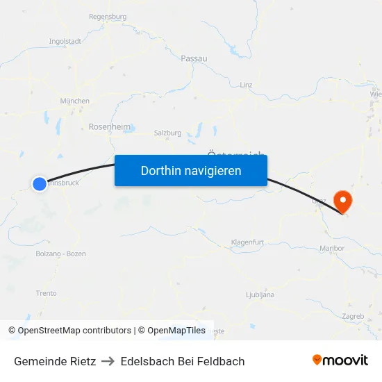 Gemeinde Rietz to Edelsbach Bei Feldbach map