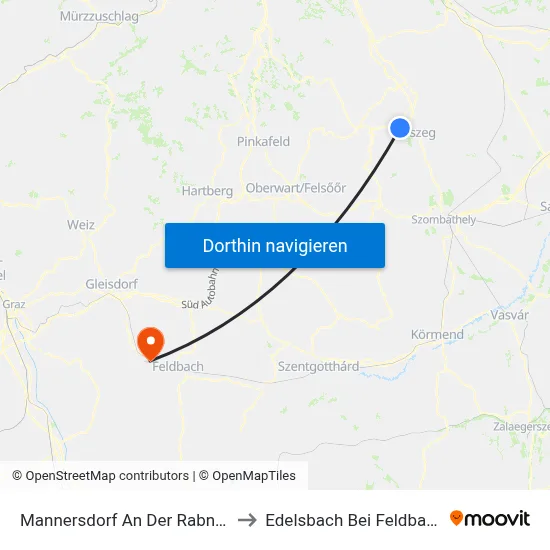 Mannersdorf An Der Rabnitz to Edelsbach Bei Feldbach map