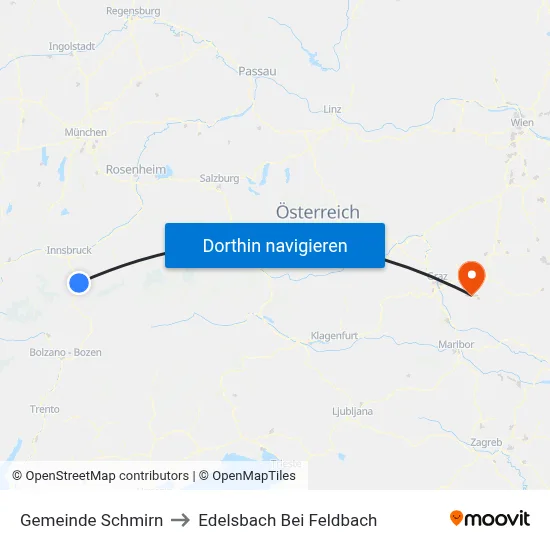 Gemeinde Schmirn to Edelsbach Bei Feldbach map