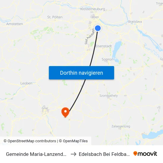 Gemeinde Maria-Lanzendorf to Edelsbach Bei Feldbach map