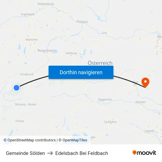Gemeinde Sölden to Edelsbach Bei Feldbach map