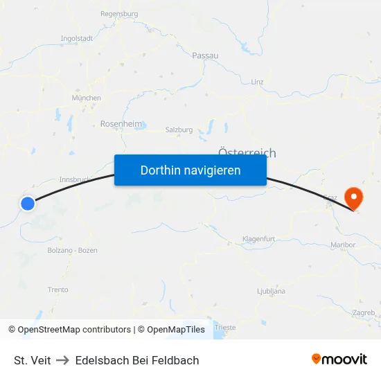 St. Veit to Edelsbach Bei Feldbach map