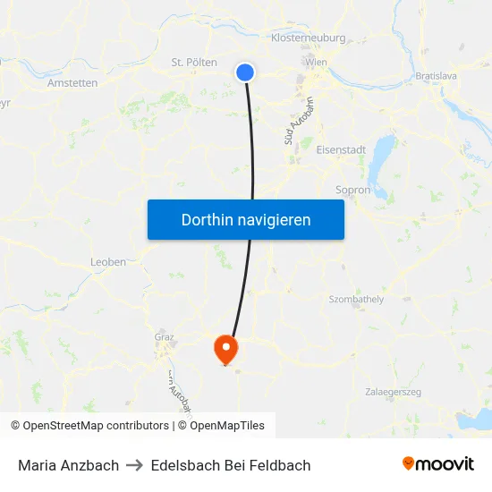 Maria Anzbach to Edelsbach Bei Feldbach map