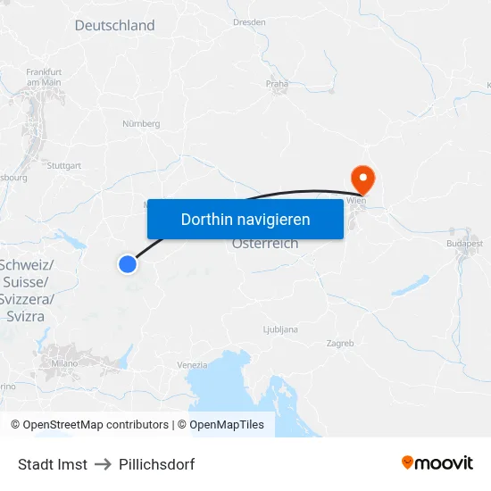 Stadt Imst to Pillichsdorf map