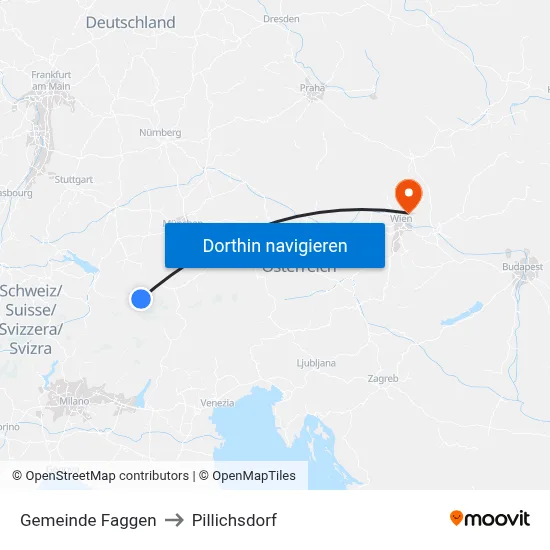 Gemeinde Faggen to Pillichsdorf map
