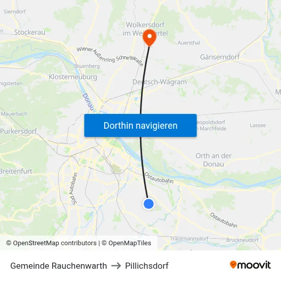 Gemeinde Rauchenwarth to Pillichsdorf map