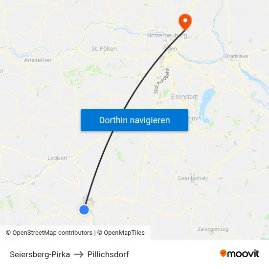 Seiersberg-Pirka to Pillichsdorf map