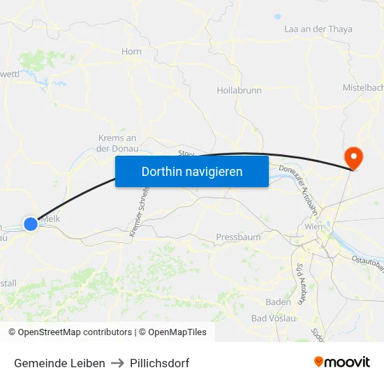 Gemeinde Leiben to Pillichsdorf map