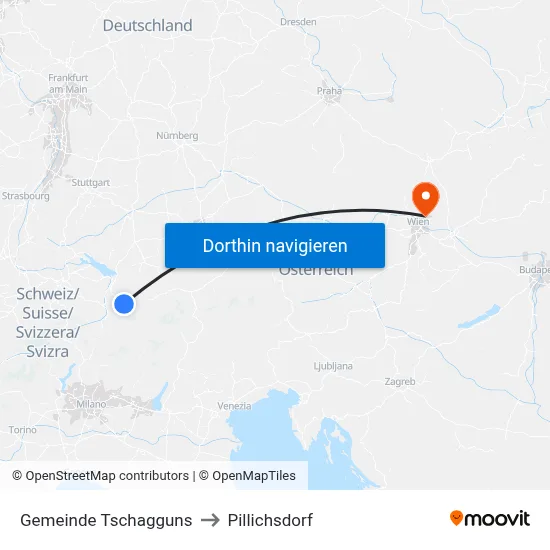 Gemeinde Tschagguns to Pillichsdorf map