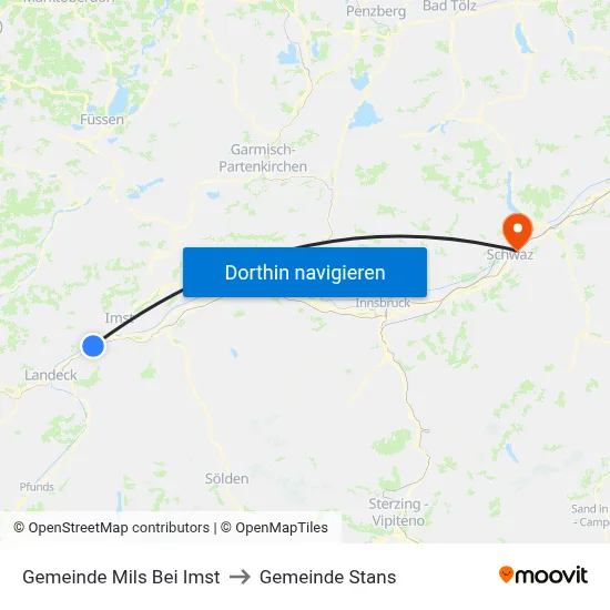 Gemeinde Mils Bei Imst to Gemeinde Stans map
