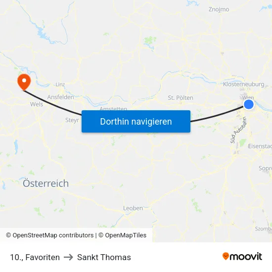 10., Favoriten to Sankt Thomas map