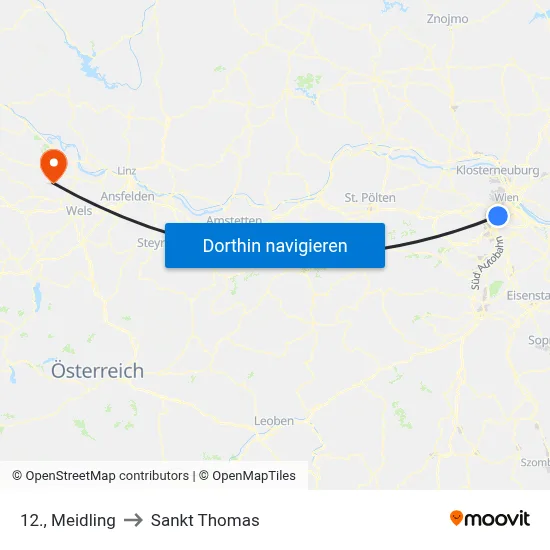 12., Meidling to Sankt Thomas map