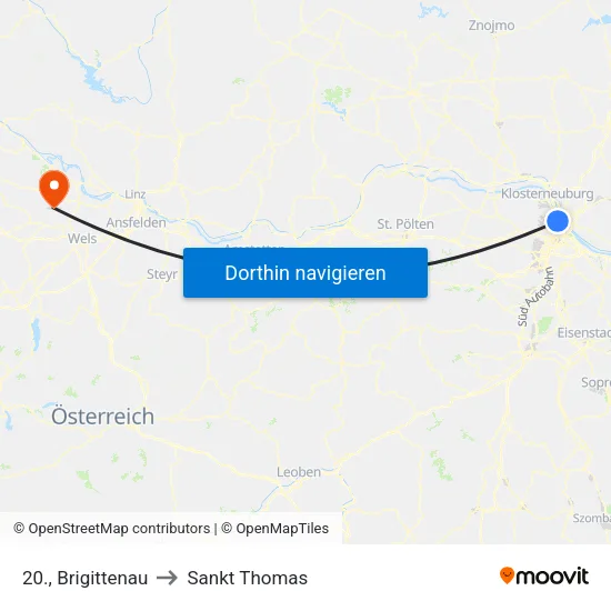 20., Brigittenau to Sankt Thomas map