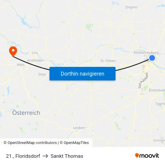 21., Floridsdorf to Sankt Thomas map