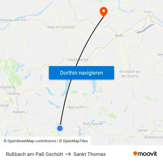 Rußbach am Paß Gschütt to Sankt Thomas map