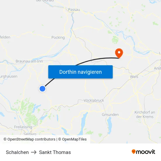 Schalchen to Sankt Thomas map