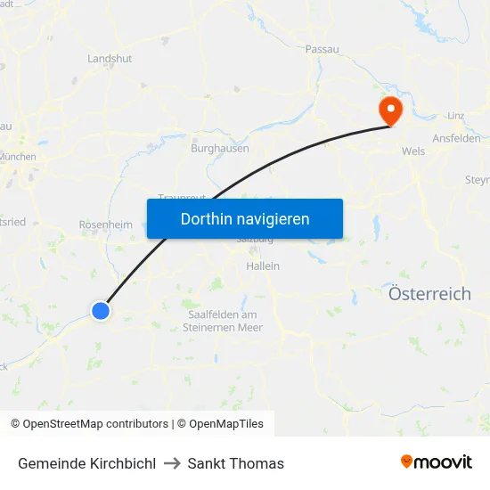 Gemeinde Kirchbichl to Sankt Thomas map