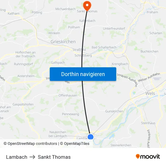 Lambach to Sankt Thomas map