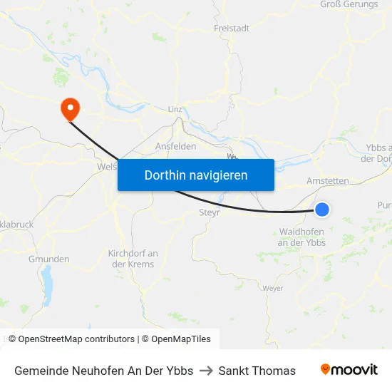 Gemeinde Neuhofen An Der Ybbs to Sankt Thomas map
