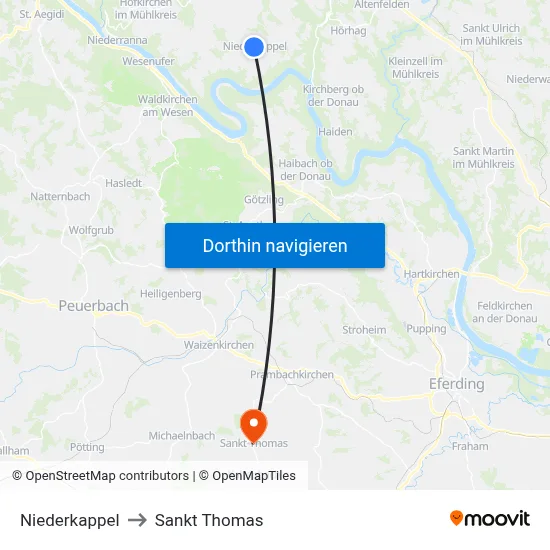 Niederkappel to Sankt Thomas map