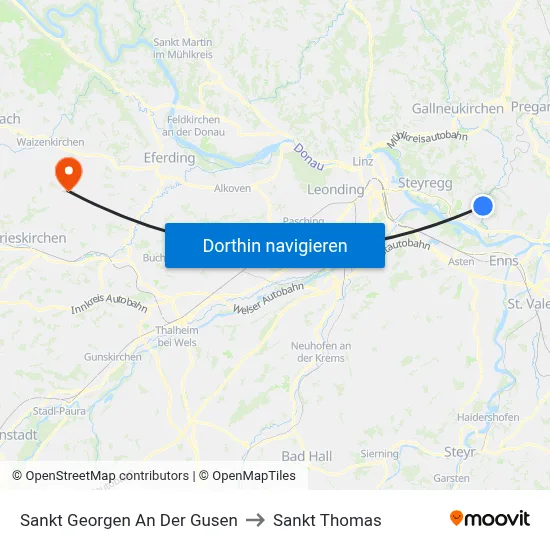 Sankt Georgen An Der Gusen to Sankt Thomas map