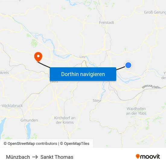 Münzbach to Sankt Thomas map