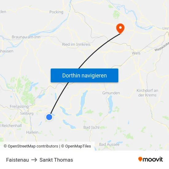 Faistenau to Sankt Thomas map