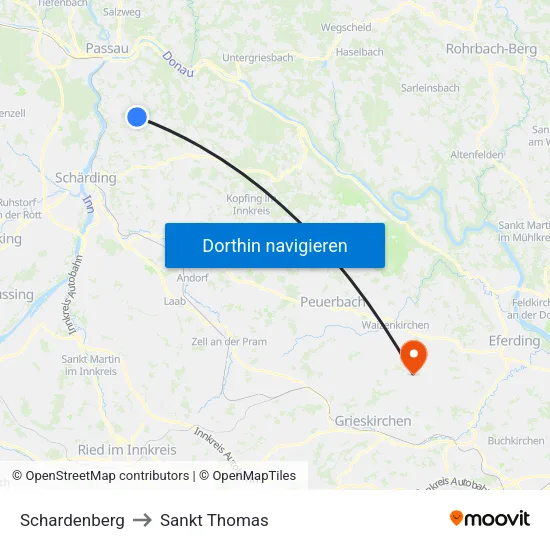 Schardenberg to Sankt Thomas map