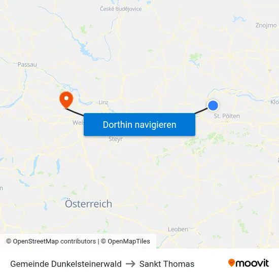 Gemeinde Dunkelsteinerwald to Sankt Thomas map