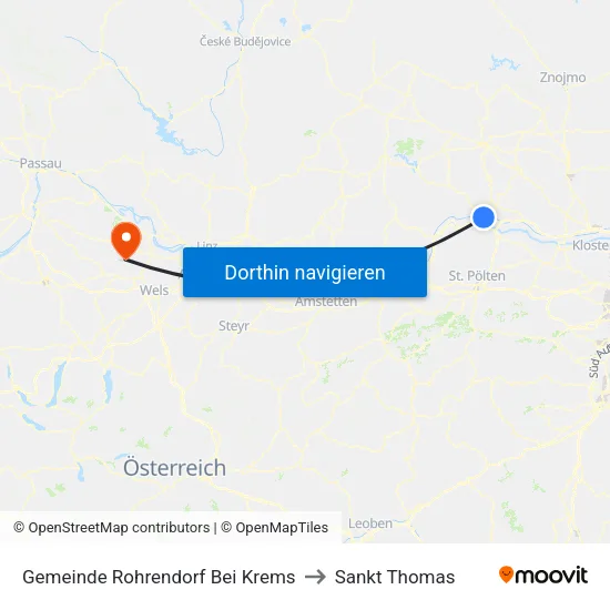 Gemeinde Rohrendorf Bei Krems to Sankt Thomas map
