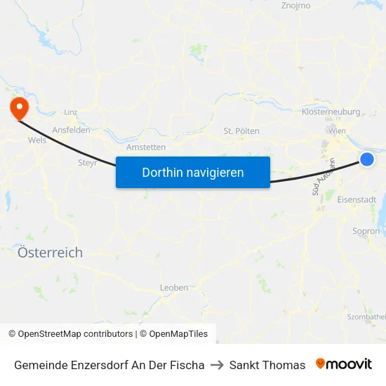 Gemeinde Enzersdorf An Der Fischa to Sankt Thomas map