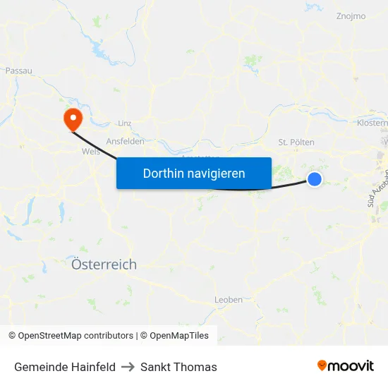 Gemeinde Hainfeld to Sankt Thomas map