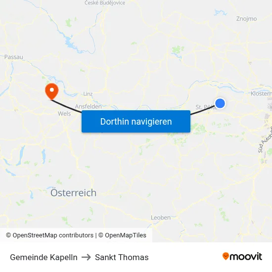 Gemeinde Kapelln to Sankt Thomas map