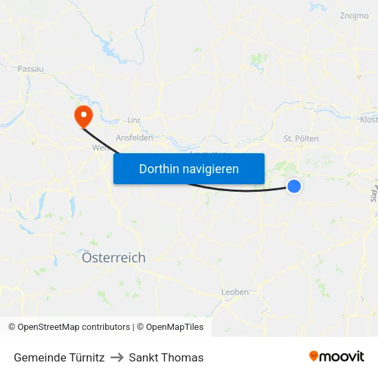 Gemeinde Türnitz to Sankt Thomas map