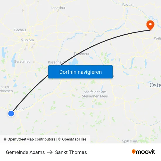 Gemeinde Axams to Sankt Thomas map