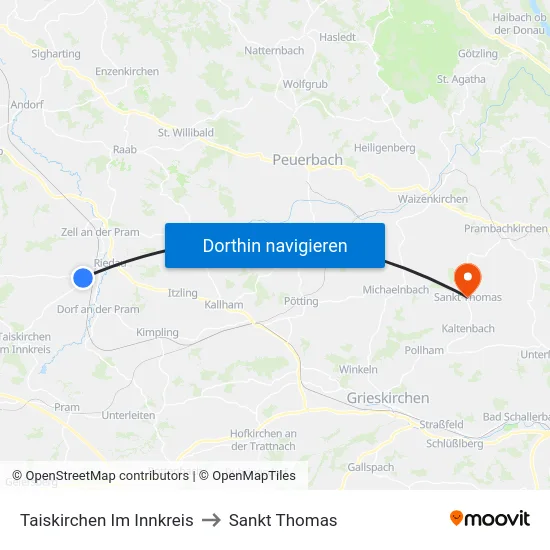 Taiskirchen Im Innkreis to Sankt Thomas map