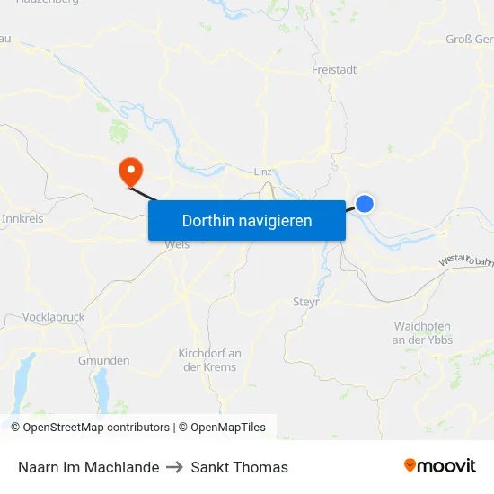 Naarn Im Machlande to Sankt Thomas map
