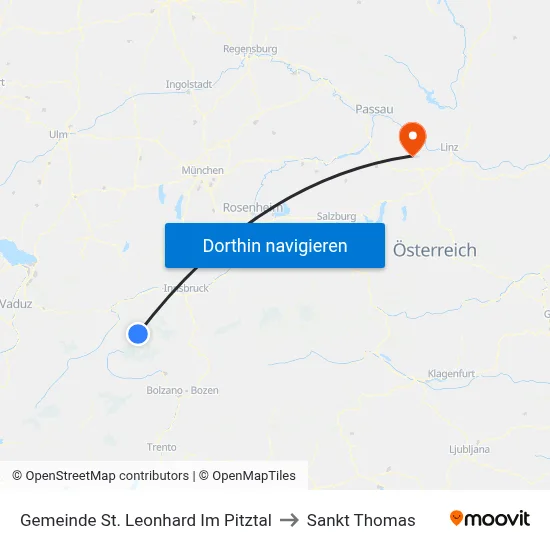 Gemeinde St. Leonhard Im Pitztal to Sankt Thomas map