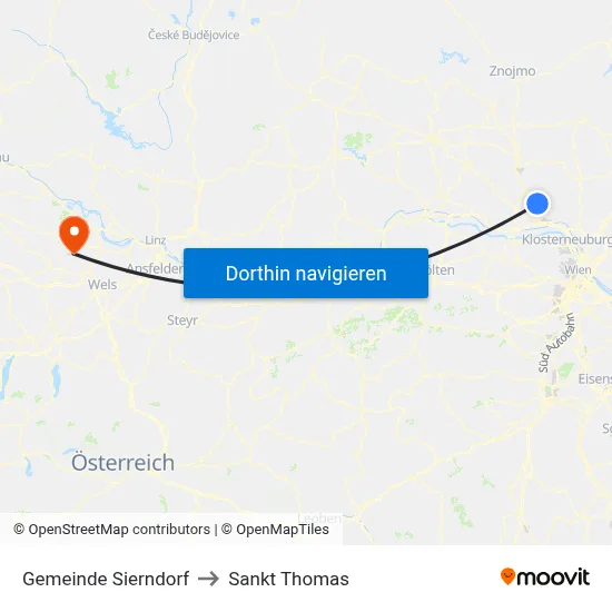 Gemeinde Sierndorf to Sankt Thomas map