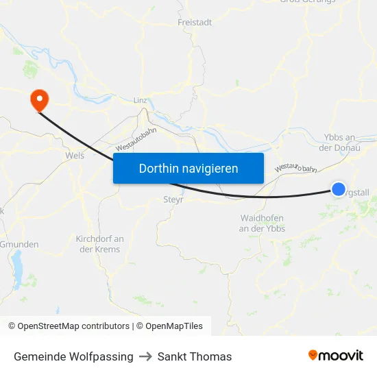 Gemeinde Wolfpassing to Sankt Thomas map