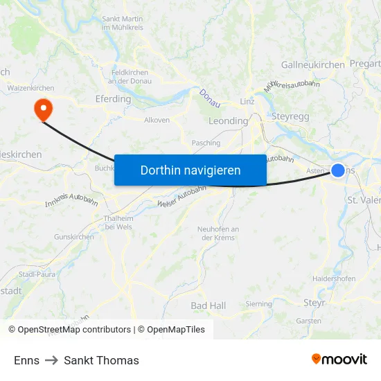 Enns to Sankt Thomas map