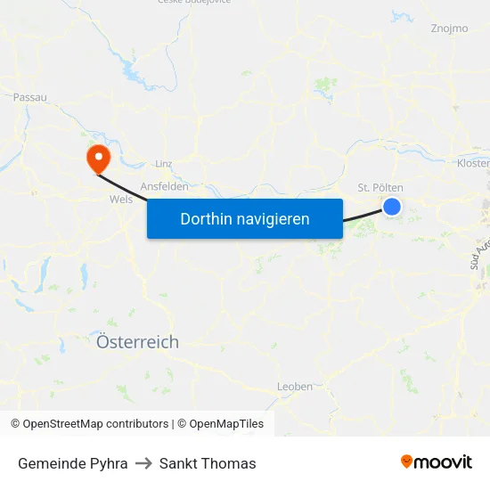 Gemeinde Pyhra to Sankt Thomas map