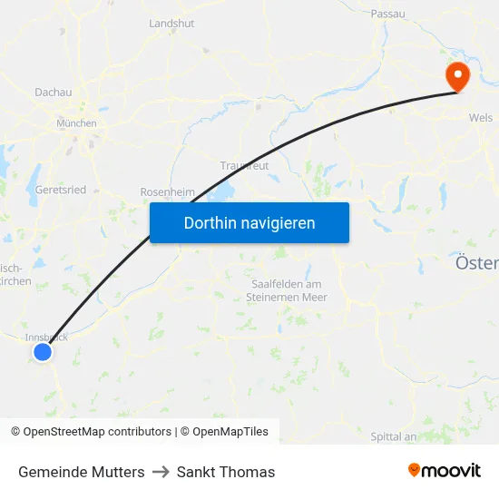 Gemeinde Mutters to Sankt Thomas map