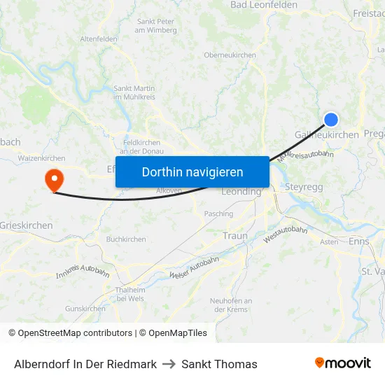 Alberndorf In Der Riedmark to Sankt Thomas map