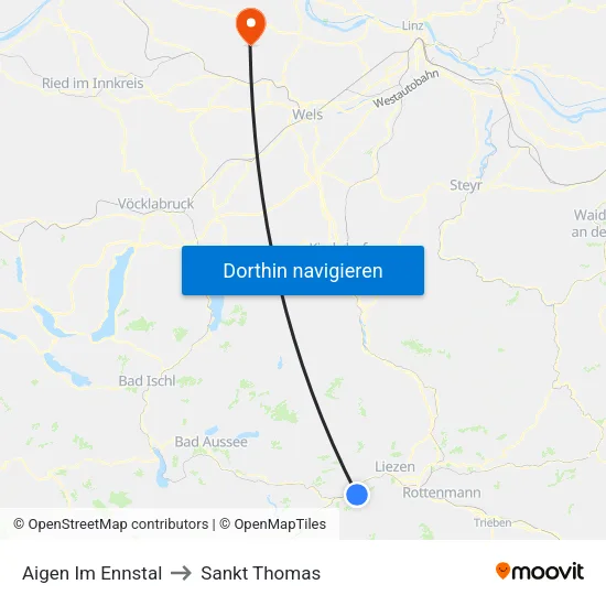 Aigen Im Ennstal to Sankt Thomas map